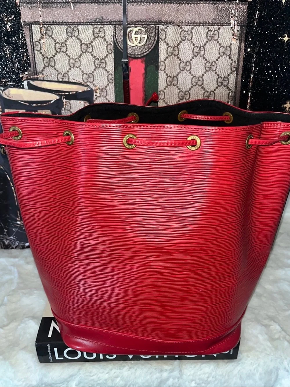 Louis Vuitton Red Epi Leather Noe Bucket Bag